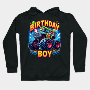 Birthday Boy 5 Years - Monster Truck (possibility of personalization with name) Hoodie